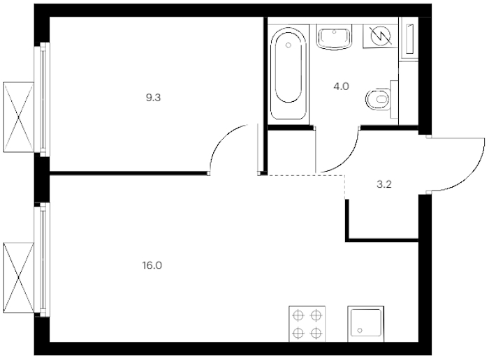 1-комнатная квартира 32.5 м², 8/11 эт., ЖК «Витебский парк»